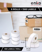 enKo [6 Rolls, 1560 Labels] Large Address, Shipping & Barcode Labels 30321 (1-4/10 x 3-1/2) Compatible for Dymo LabelWriter