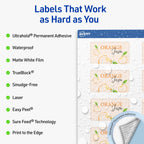 Avery Outdoor Waterproof Rectangle Labels with Sure Feed Technology, 1.5" x 2.75", White Film, Print-to-the-Edge, Compatible with Laser Printers, 100 Labels Total
