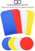 CleverDelights Red 2" Round Plastic Tags - 100 Pack