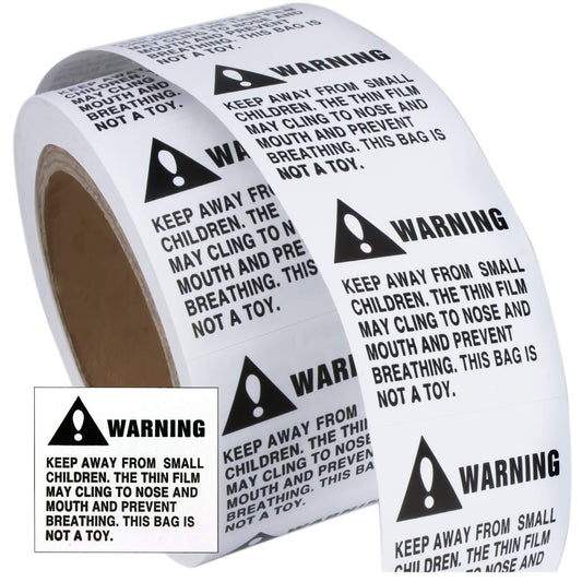Super Sticky 2 Pack Suffocation Warning Labels. Bulk 1000pc. Perforated 2x2 in Self Adhesive, Keep Away From Children, Choking Packaging Hazard Stickers. Ecom Approved Shipping Supply for Bag, Polybag