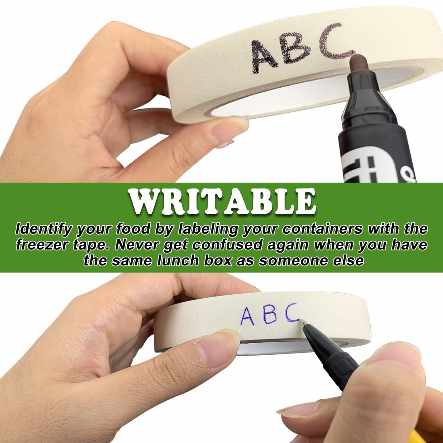 Freezer Tape to Write On 3/4in x 90ft Low Temperature Resistance Removable No Residue Freezer Tape for Food Containers Refrigerator Food Labels Container Labels 3/4in*30yars White