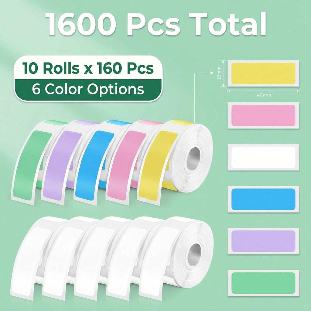 1600Pcs D30 Compatible Label Tapes – Laminated Thermal Sticker Rolls