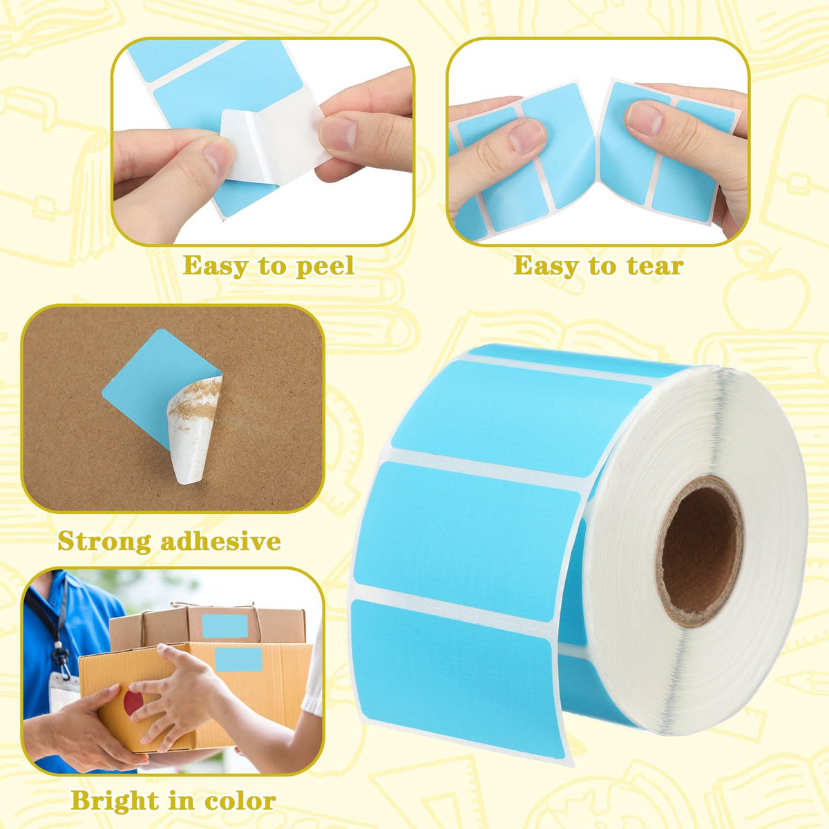 Ireer 5 Rolls Direct Thermal 2" x 1" Thermal Sticker Labels 5 Colors