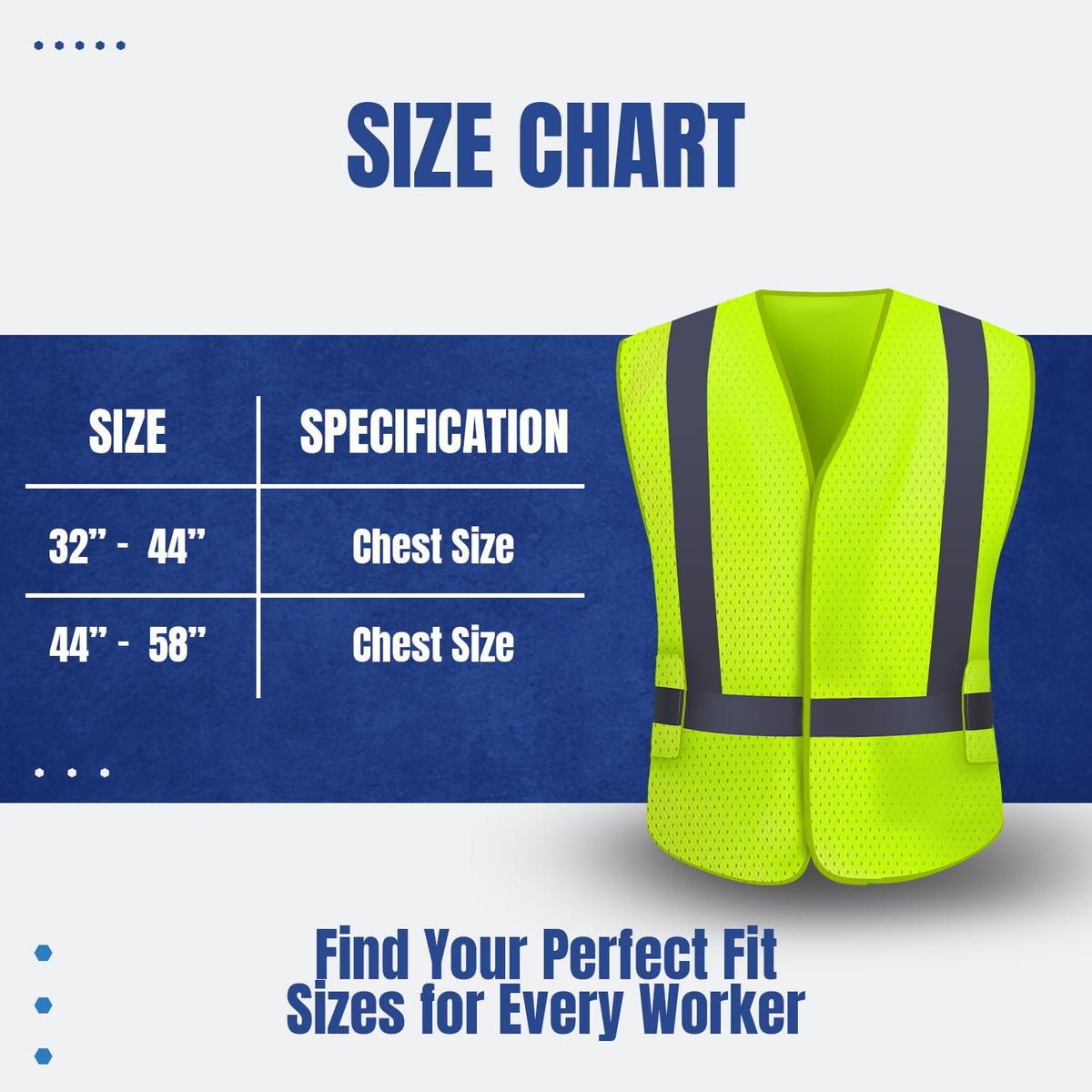 NYOrtho High Reflective Vest - Construction Vest - Universal Fit - ANSI/ISEA Class 2 - Sweat-Free With Reflective Material 32-44 Mesh 6