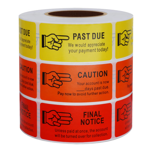 HYBSK 1 x 2 Inch Receivable Collections Stickers 3 Popular Labels 500 Labels Per Roll