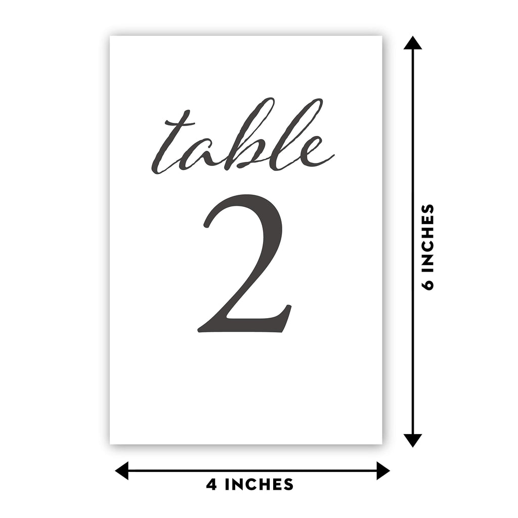 Black Wedding Table Numbers, 1-25, Centerpiece Decorations, Double Sided 4x6, Numbers and Head Table Card Included