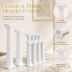 DECHOUS Roman Column Cake Pillars, White Plastic, 8 Pack