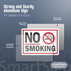 SmartSign No Smoking Sign with Symbol, 10 x 14 inch Screen Printed, 40 mil Laminated Rustproof Aluminum Metal for Indoor, Outdoor, Made in USA 10" x 14" - Aluminum