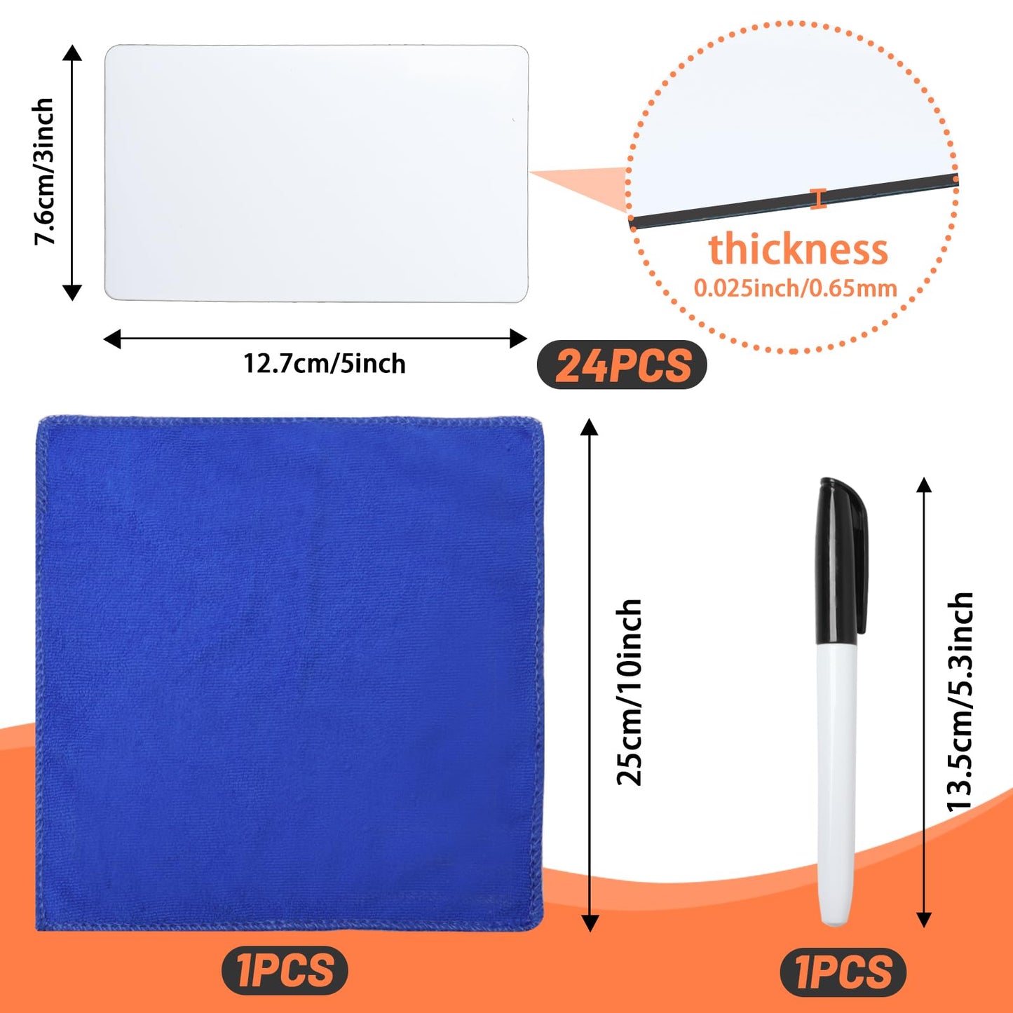 Dry Erase Labels Stickers 24 Pack 3x5 inch Reusable Dry Erase Sticky Notes Mini Whiteboard Label Stickers Removable Reusable Sticky Labels Dry Erase Post It Notes with Wipe Cloth