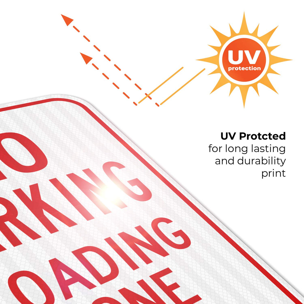 No Parking Sign, Loading Zone Sign, Aluminum 12x18 Reflective