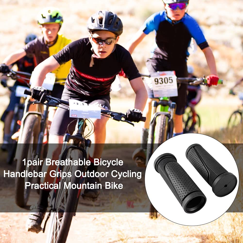 SYCOOVEN Bike Handlebar Grips, Non-Slip Rubber Bicycle Handlebar Grips Comfortable Short Mini Handle G rips Bike G rips (Color:Black) Black