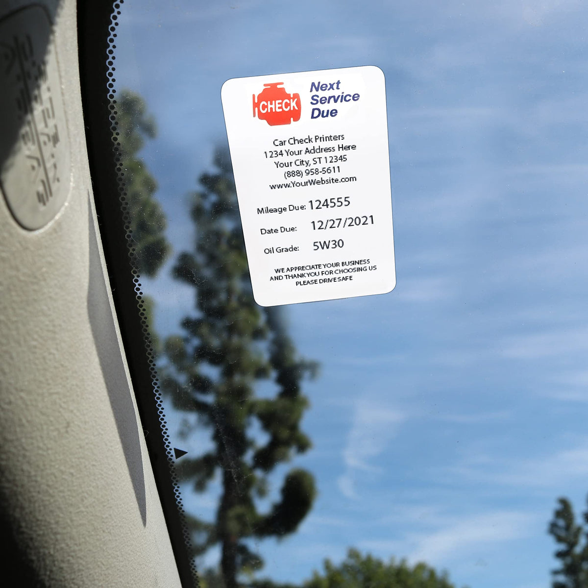 Printer Service Reminder Stickers, Check Engine Image, 500 Count