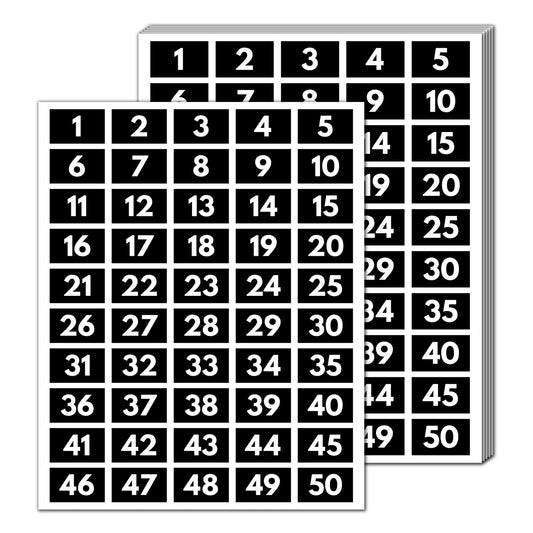 15 Sets, 1-100 Number Stickers Waterproof Vinyl - 1.5" x 1", White Numbers 15 sets (1500 pieces)