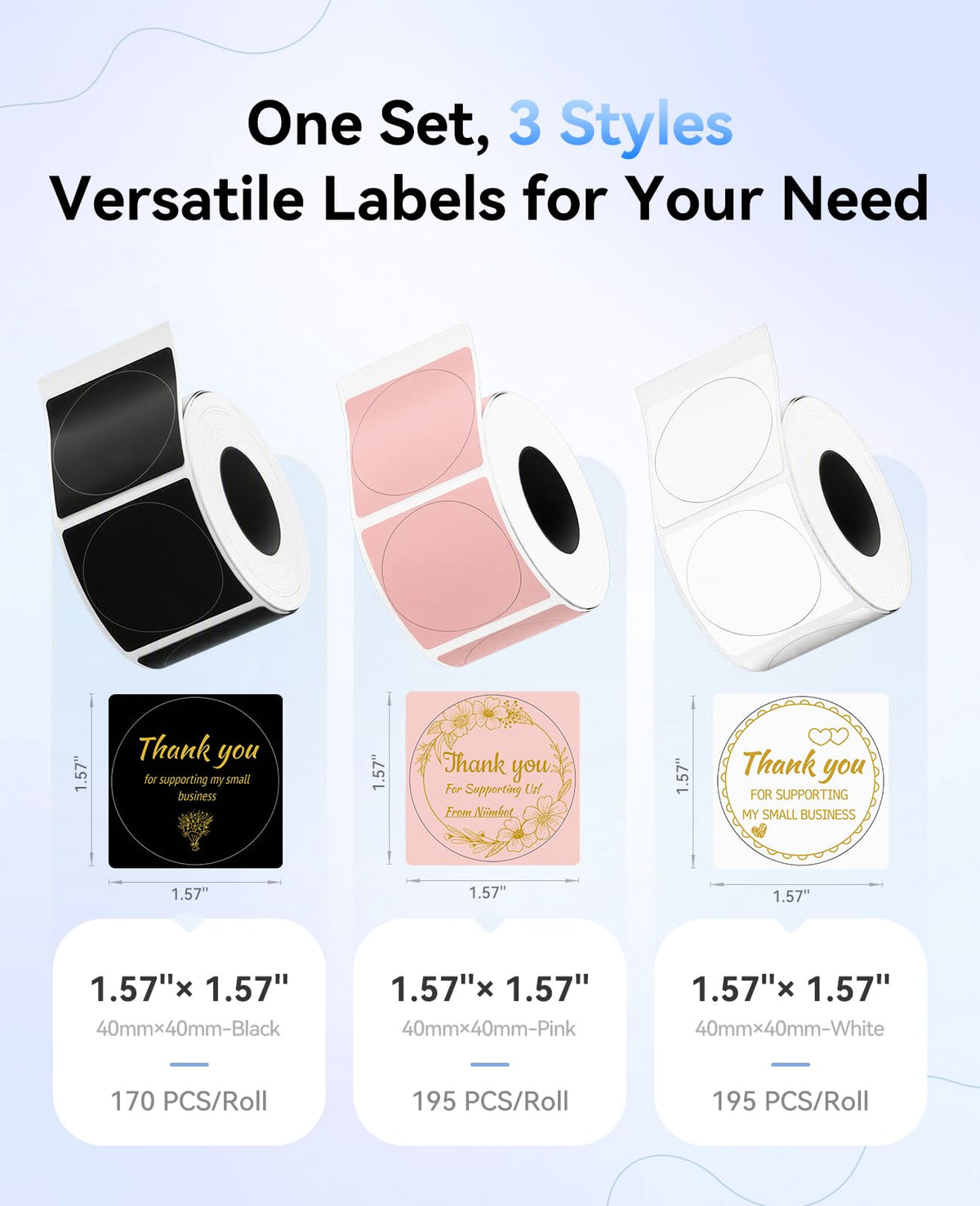 NIIMBOT M2/M3 Thermal Transfer Labels 3 Rolls 1.57''×1.57'' Multi-Color Set 3color Round 3Rolls-40mmx40mm