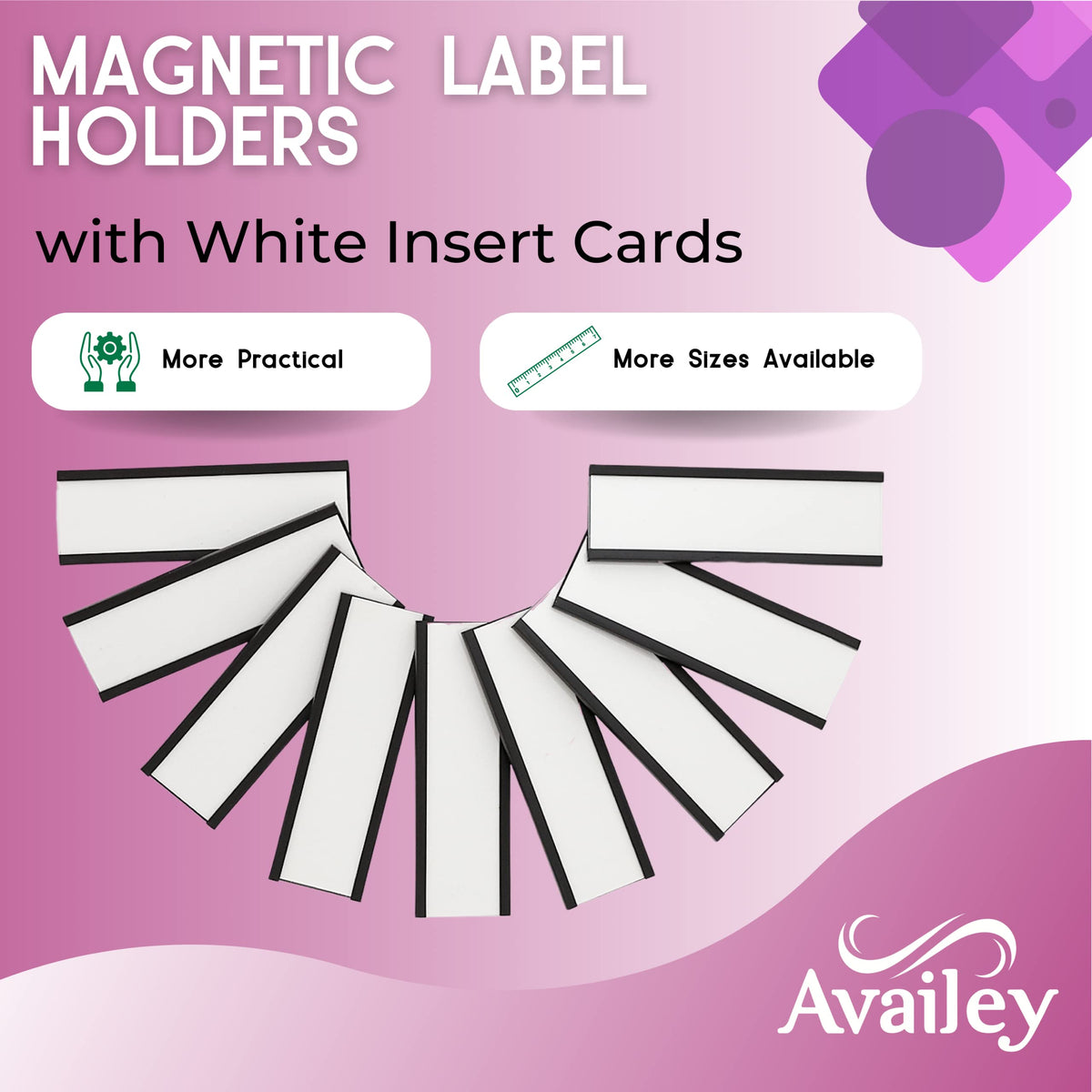 Availey 60 Pack Magnetic 'C' Channel Label Holders for Metal Racks and Shelves with Protective Films and Replacement Strips 3" x 1" Magnetic Label Holders 3x1 inch