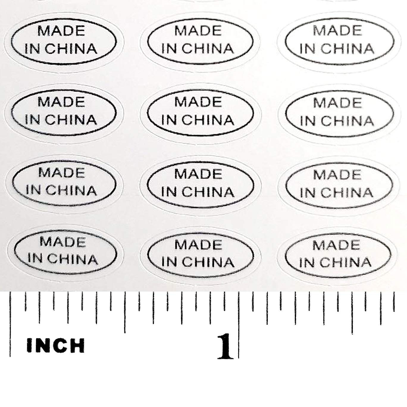 1,000+ Made in China Stickers Glossy White Oval Improved Version Deep Kiss Cut Perfect Oval Edge Self Adhesive Labels by First-Rate Gifts. Show Country of Origin on China Imported Products White-a 1000