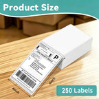 250 Pcs 4"x6" Thermal Shipping Labels Fanfold