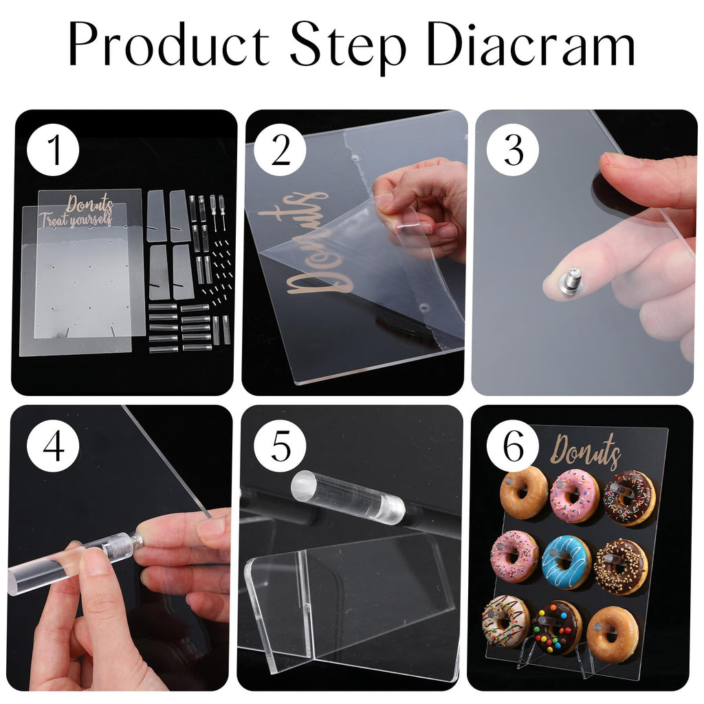 2 Pack Donut Wall Display Stand for Dessert Table, Clear Acrylic Donut Board Display Holder Wall Stand for Wedding Birthday Holiday Party Bridal Baby Shower Decorations, 13.78 x 9.84 Inch
