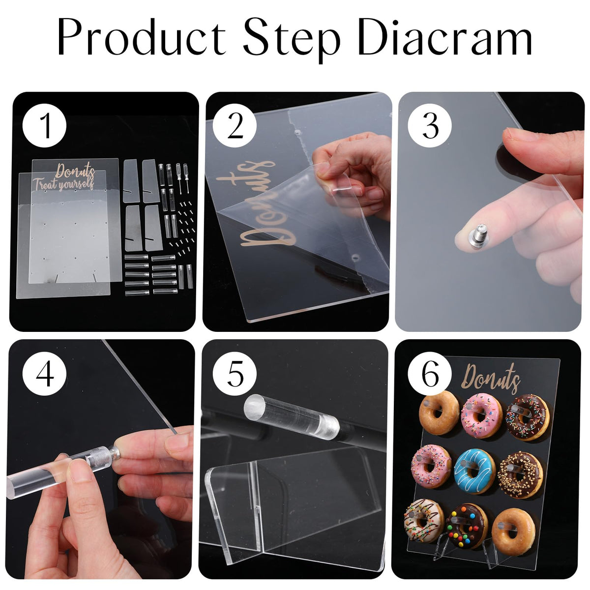 2 Pack Donut Wall Display Stand for Dessert Table, Clear Acrylic Donut Board Display Holder Wall Stand for Wedding Birthday Holiday Party Bridal Baby Shower Decorations, 13.78 x 9.84 Inch