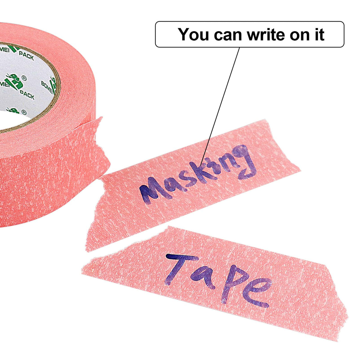 BOMEI PACK 3 Pack Pink Painters Tape, 2inch x 30yds, Premium Painting Masking Tape, Clean Release Paper Tape for Home and Office
