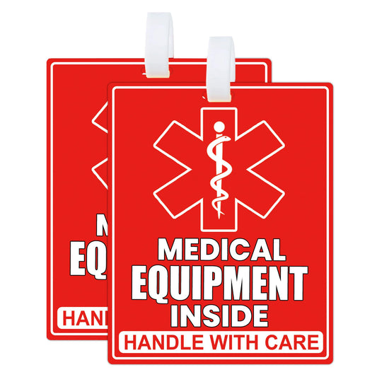 Medical Equipment Inside Tag Card Red Fragile Medical Equipment Inside Stickers Medical Equipment ID Identification Luggage Tags Handle with Care Labels for Medical Supplies (Color2) Color2