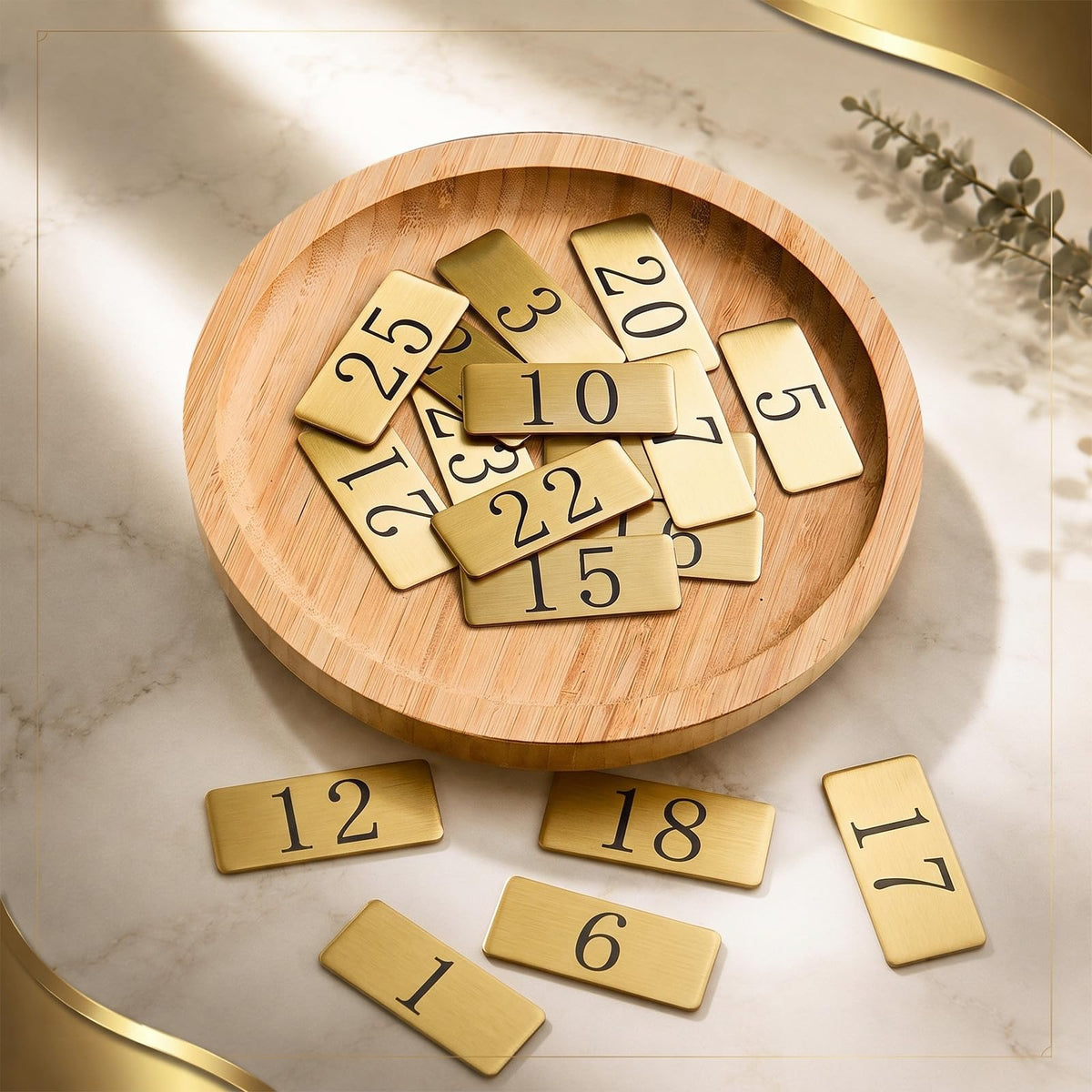 Yaocom 25 Pcs Brass Numbered Tags Metal Locker Number 1-25, 2.4x1 Inch