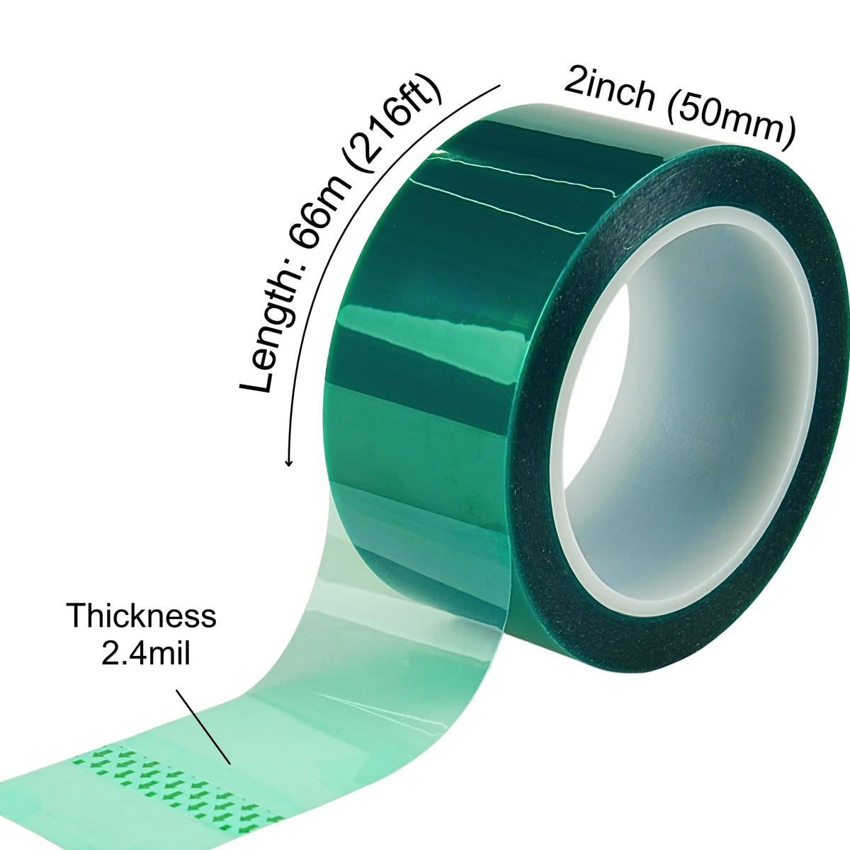 CHUANGSEED 2'' x 216 Ft Heat Resistance Tape for Resin Molds, Powder Coating, Circuit Borads, Residue-Free High Temp Masking Tape Epoxy Release 2'' x 216ft