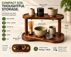 Matcha Station Organizer with Motion Sensor LED Light, 2-Tier Bamboo Matcha Stand Shelf, Countertop Coffee & Tea Station Organizer