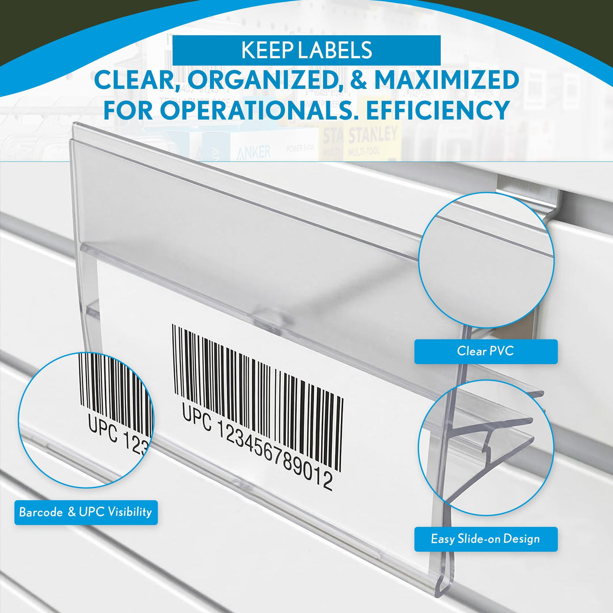 25 Pack Label Holder for Scan Plates on Display Hooks, Data-Tag Label Holders by Clip Strip