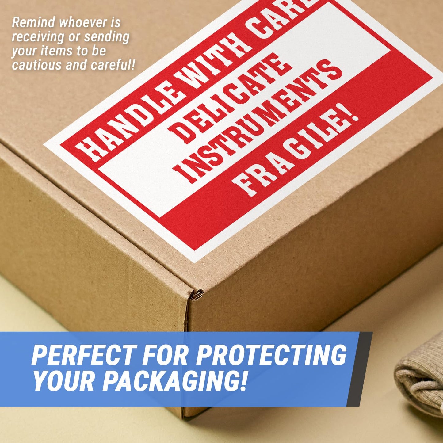 300 Delicate Instrument Stickers - 1 Roll - 3 x 5 inch, Handle with Care, Delicate Instruments Fragile Warning Labels for Shipping/Packing/Handling Labels, Red Delicate Instruments - Red/White