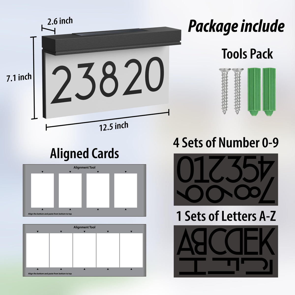 Solar House Numbers for Outside, Address Plaques for House Waterproof Daylight White