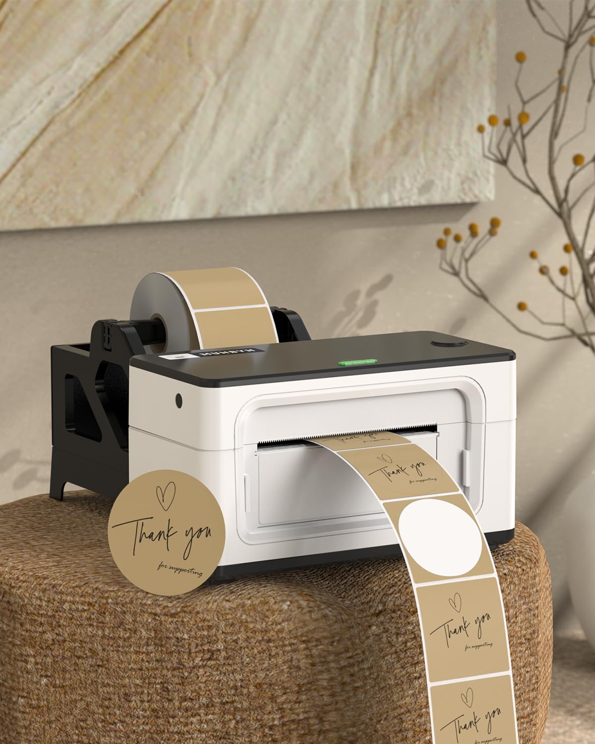 2" Transparent Round Thermal Labels 500 Labels/Roll+2" Brown Circle Thermal Labels 750 Labels/Roll