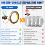 300LSE Double Sided Tape, 32.8ft Industrial No Residue High Temp Tape 32.81ft x 0.39in Wide