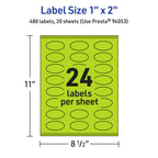Avery® Printable Oval Labels, Sure Feed® Technology, 1" x 2", Bright Green Labels, Print-to-The-Edge, Laser/Inkjet Printable, 480 Total, Great for Soaps and Candles 480 labels