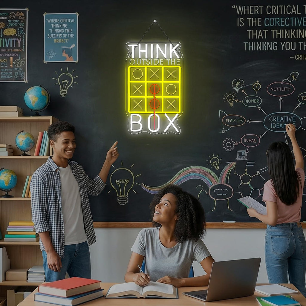 Horseneon Think Outside The Box Neon Sign Classroom Neon Light for Student