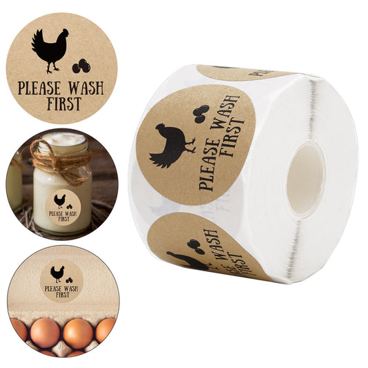 500 Pcs Farm Fresh Eggs Stickers 2 Inch Round Farm Chicken Egg Labels Natural Brown Kraft Unwashed Egg Cartoon Label Decal for Business Farm Fresh Produce Egg Cartoon Labeling
