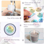 Holographic candle warning labels on candle jar containers, safety stickers for candle making, by Zonon, set of 240.