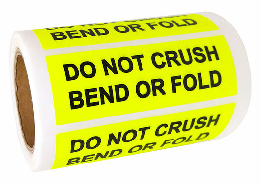1 inch ×3 inch "DO NOT Crush Bend OR FOLD" Warning Shipping Stickers Self Adhesive Labels (Fluorescent Yellow 250 Stickers/Roll)