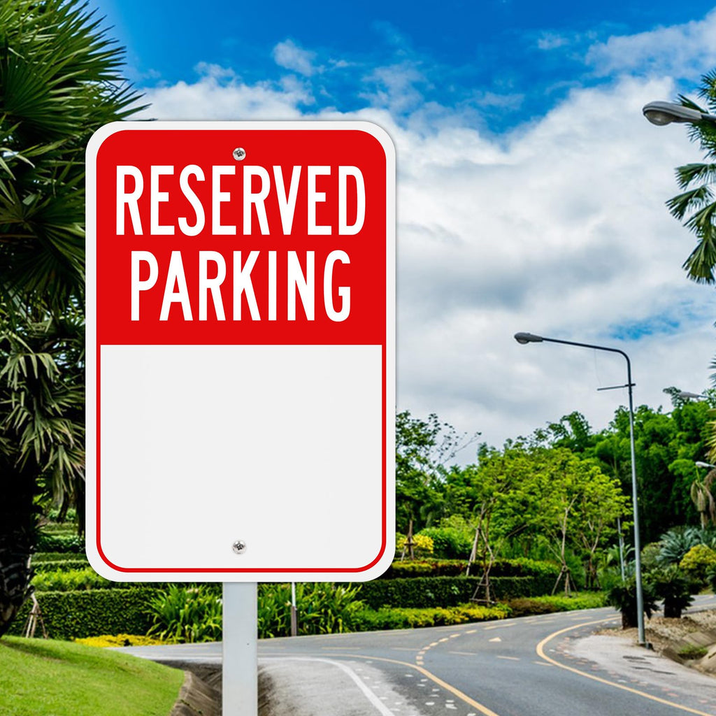 MUXYH Blank Reserved Parking Sign, Write-On Sign, 18” x 12” Rust Free Heavy Duty Aluminum Reflective Warning Signs, UV Protected, Fade Resistant, Weatherproof - Easy to Mount - Outdoor use Red 1