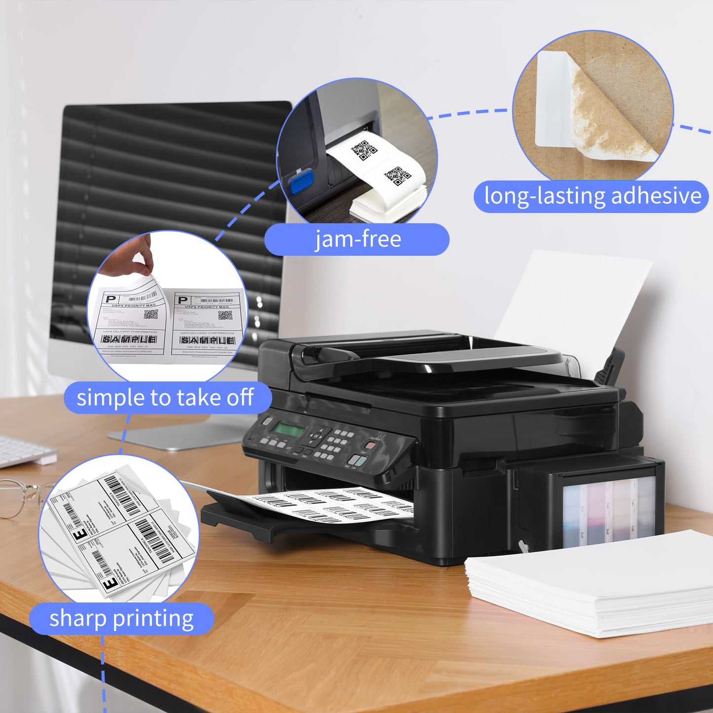 White Shipping Labels, 5.5" x 8.5", 25 Sheets (50 Labels), Matte Finish, Paper Material, 25 Count 5.5"x 8.5"(2-up)