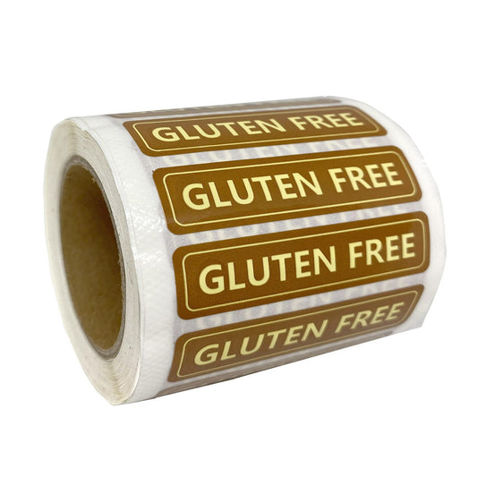 Gluten Free Labels,Food Allergies Warning Label Stickers for Food Package,2x0.5 Inch,500 Pcs Per Roll