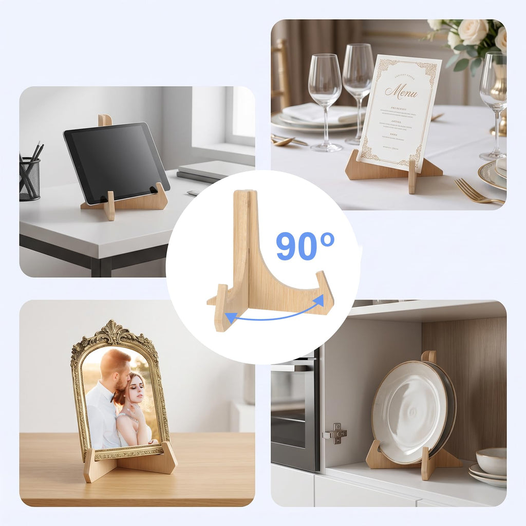 Nogeqi 1 Pack Plate Display Stand Natural Wood Plate Holders for Displaying