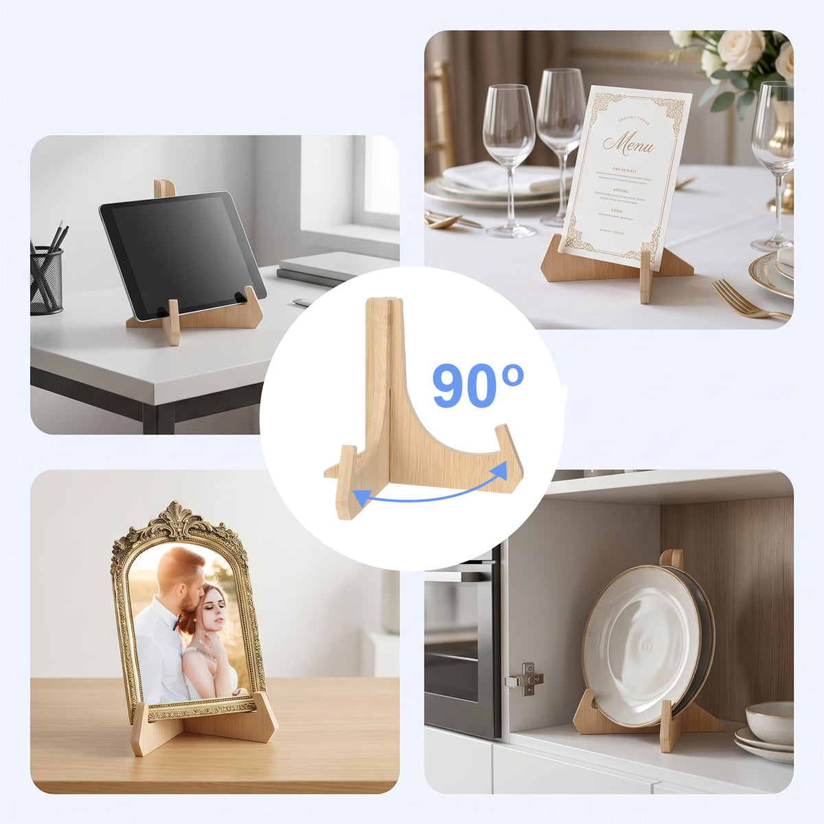 Nogeqi 1 Pack Plate Display Stand Natural Wood Plate Holders for Displaying