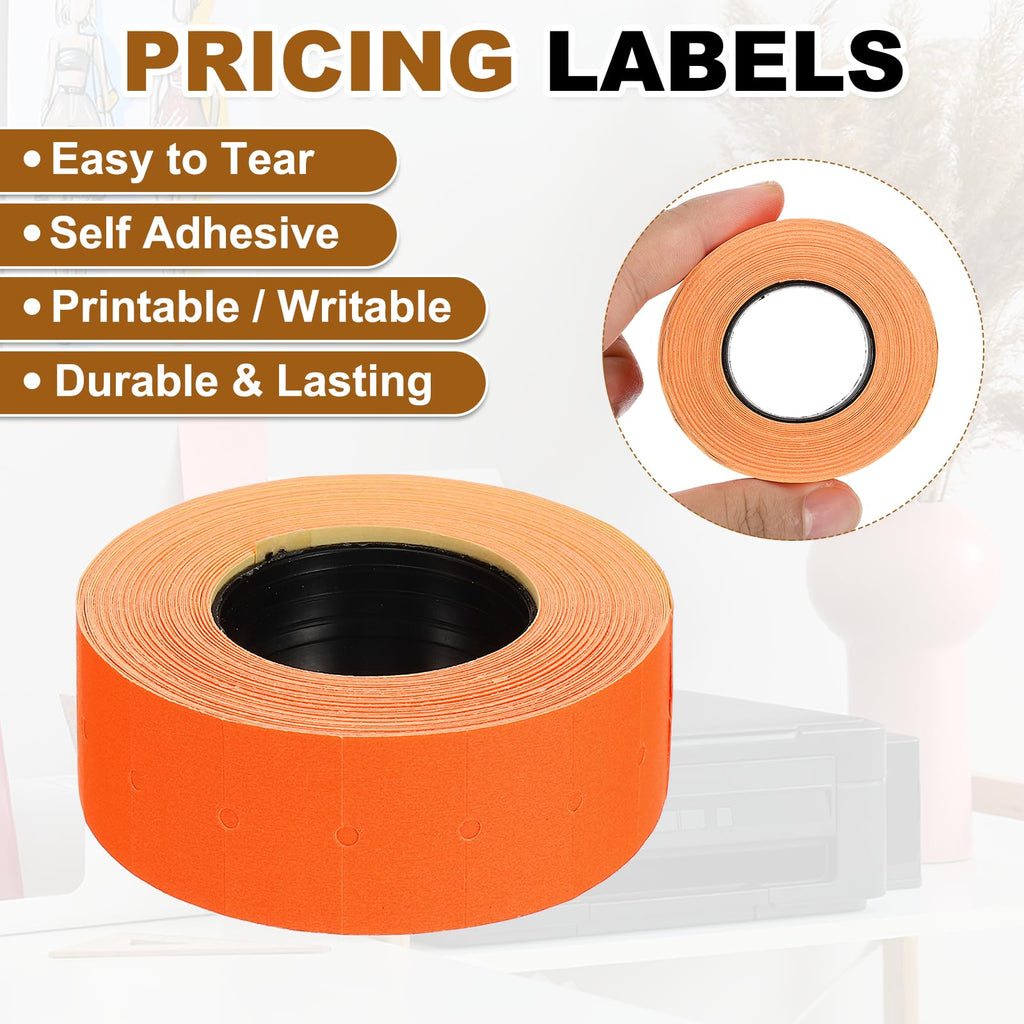 PATIKIL Pricing Labels Price Gun Labels Self-Adhesive 10 Rolls 8000pcs Orange 8000