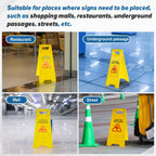 2 Pack 17.5" Height Blank Floor Sign Yellow A-frame Foldable Caution Sign Write-On Double Sided Safety Warning for Pool Restaurant Restroom Office 2 6.5 x 17.5 x 10.2 Inch