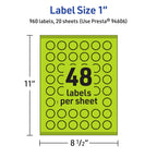 Avery Printable Starburst Labels, Sure Feed Technology, 1", Bright Green Labels, Print-to-the-Edge, Laser/Inkjet, 960 Total, Great for Mailing Seals and Planner Stickers 960 labels