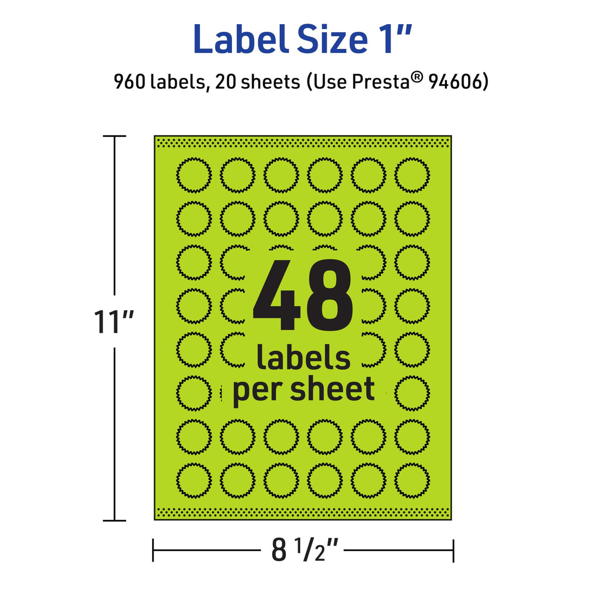 Avery Printable Starburst Labels, Sure Feed Technology, 1", Bright Green Labels, Print-to-the-Edge, Laser/Inkjet, 960 Total, Great for Mailing Seals and Planner Stickers 960 labels