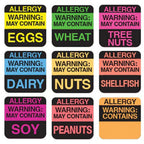 ChromaLabel 1-inch square color-coding allergy warning labels for peanut allergies, 1,000 pack, with color coding and allergy alerts.