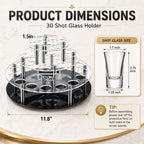 3 Tier 30 Shot Glass Holder Tray with Central Bottle Slot