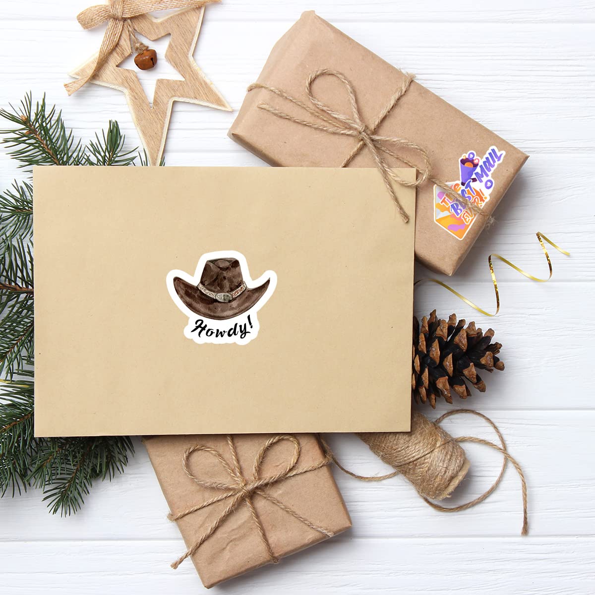 Cute Howdy Cowboy Hat Stickers,Funny Western Cowboy Hat Sticker for Howdy Party Western Themed Package Packaging 500 PCS